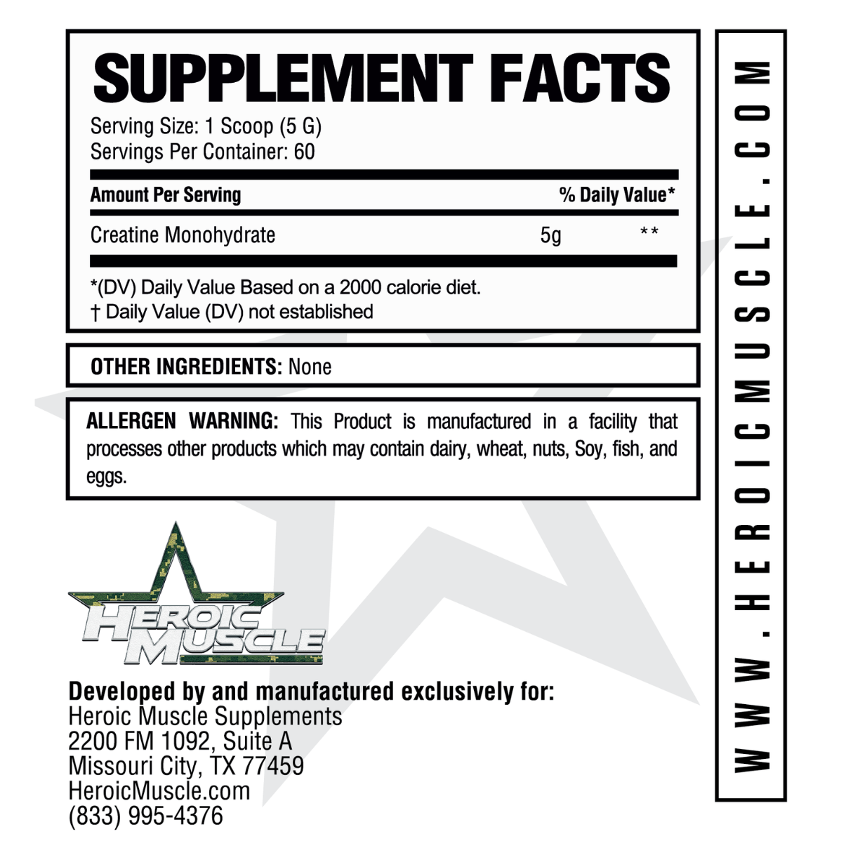 Forge Creatine label with serving size and supplement facts 