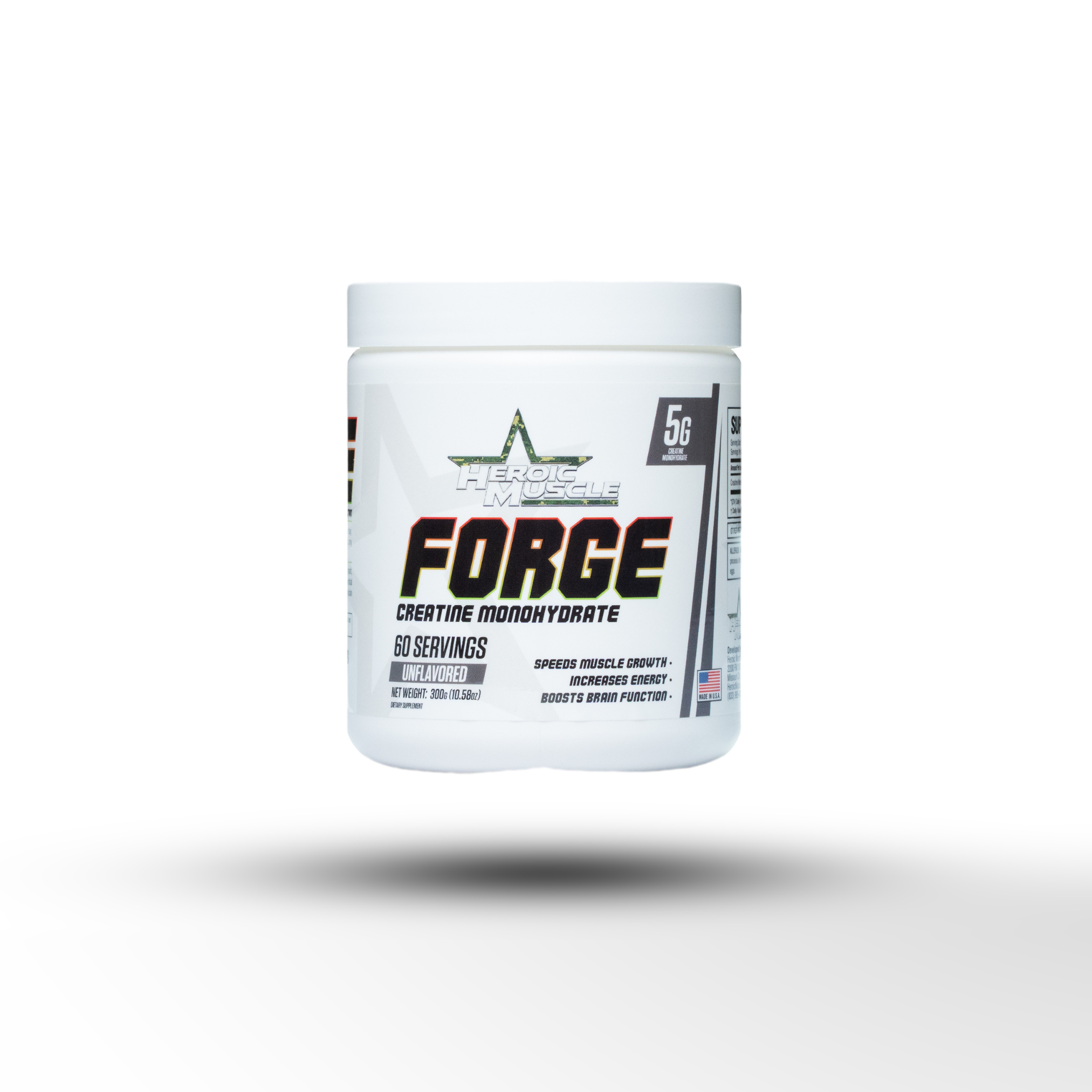 Heroic Muscle Forge Creatine Monohydrate powder front of label